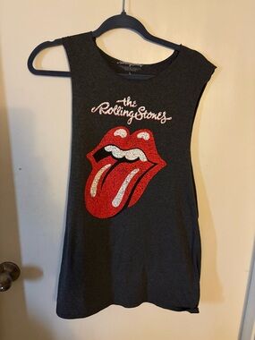 the Rolling Stones Kids Graphic Tank Top - Black with Red & White Logo